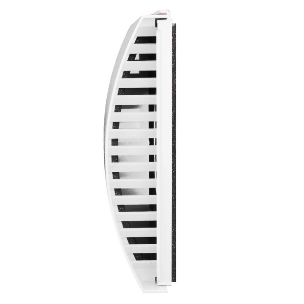 Air Pro V1.0 vitt regnskydd sett från sidan – effektiv ventilation genom sidorna för optimalt luftflöde.