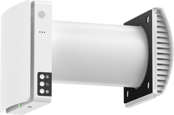 Air Pro V1.0 ettrumsventilation sedd från sidan, WiFi-kompatibel med avancerad värmeåtervinning