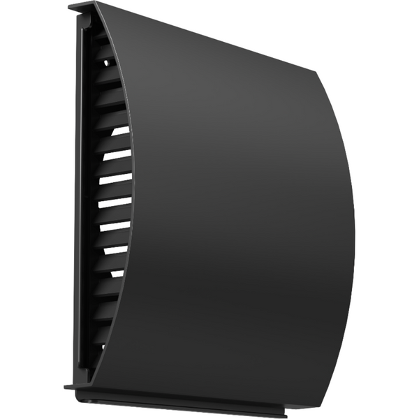 Air Pro V1.0 svart regnskydd sett från sidan, visar ventilation genom sidorna för optimalt luftflöde.
